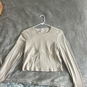 Cropped rib knit long sleeve